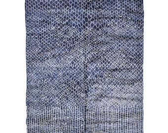 Blue Beni Ourain rug , Moroccan rug ,Moroccan Wool Rug blue and cream ,moroccan rug,beni ourain rug,berber rug