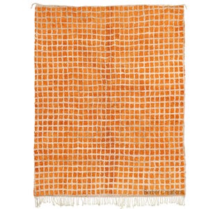 Orange Moroccan  Rug , Grid Beni rug , Moroccan shag rug, Beni Ourain rug,  Beni Mrirt Rug, Authentic Berber Wool Rug
