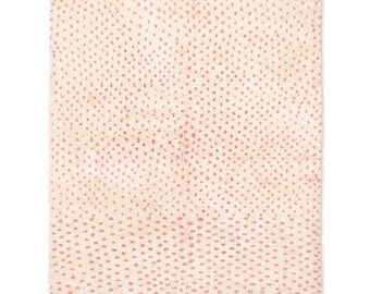 May include: A rectangular rug with a cream-colored background and a pattern of small, evenly spaced pink dots. The rug has a slightly distressed appearance, with visible seams and a faded look. The text "Berber Creations" is in the bottom right corner.