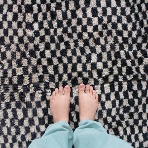 checkered rug black and white, Moroccan checkerboard rug, 8x10 moroccan area rug, checkered area rug