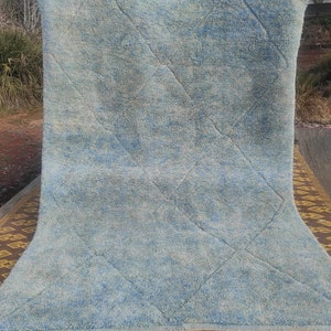 Marokkanischer Teppich hellblau, Berber Wollteppich, Berber teppich, handgemachter Beni Ourain Teppich, Beni Mrirt Teppich
