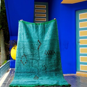 Marokkanischer Teppich Türkis, Beni Ourain Teppich, Berber Teppich 200x300, Berberteppich nach Maß