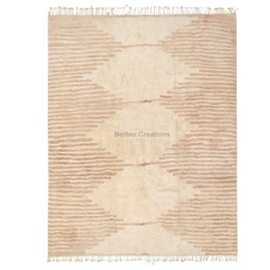 Moroccan rug Beige, Plush area rug, Striped Handmade Berber Wool  Rug, Beni Mrirt Rug