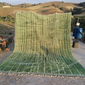 Green Moroccan rug, Authentic Moroccan rug, Berber carpet, Genuine Wool rug, area rug, Beni ourain style, Area rug, Tapis berbere, Teppich