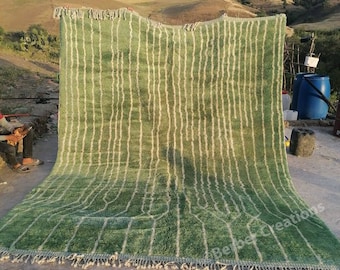 Green Moroccan rug, Authentic Moroccan rug, Berber carpet, Genuine Wool rug, area rug, Beni ourain style, Area rug, Tapis berbere, Teppich