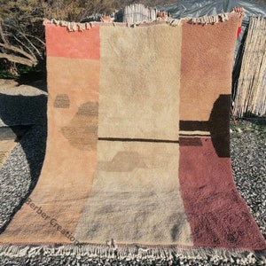 Moroccan rug  pink pattern - Beni Ourain Rug - 100% wool rug - Morocco rug - Area rug - White rug - Berber rug - Tapis Teppich