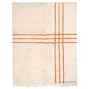 Contemporary Moroccan Rug, Modern Berber Wool Rug, Geometric area rug, Orange rug