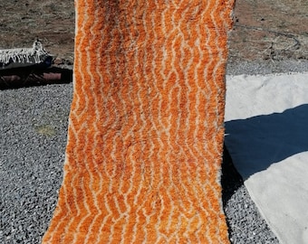 Marokkanischer Teppichläufer - Flurläufer - Marokkanischer Teppich - Berberteppich - Handgemachter Teppich, Oranger Läuferteppich