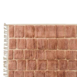 Alfombra marroquí hecha a mano: alfombra geométrica de lana rosa rubor, moderna alfombra bereber personalizada, alfombra abstracta con textura 3D. imagen 3