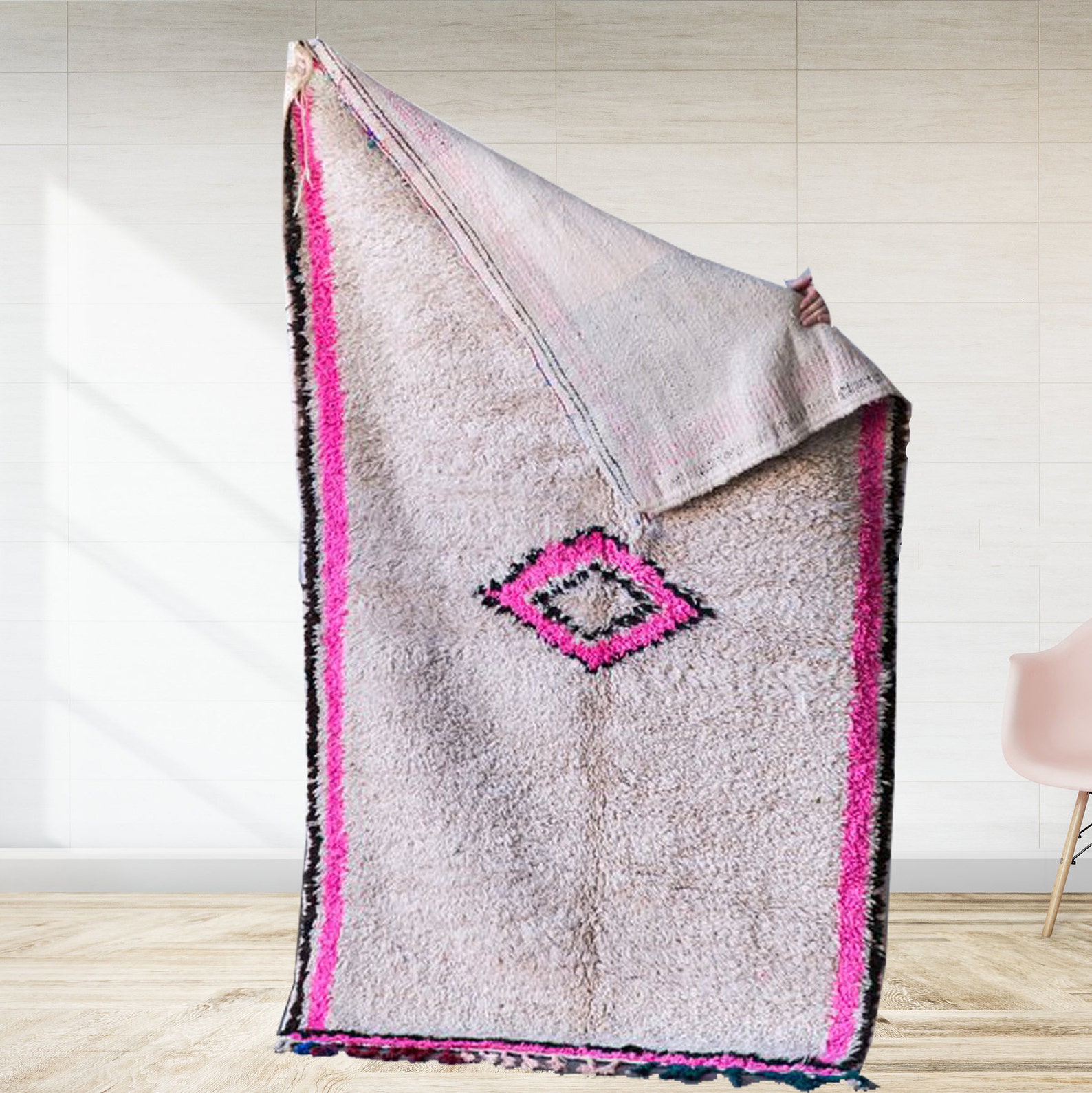 Pink Moroccan Rug Berber Carpet Genuine Wool Rug Custom - Etsy