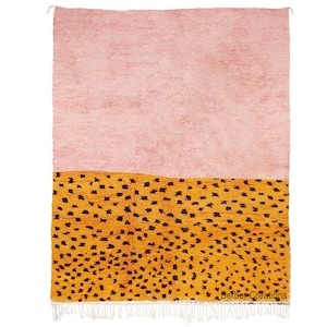 Moroccan  Rug Pink and Orange, Modern Berber Wool Rug, Moroccan shag rug, Beni Ourain rug,  Beni Mrirt Rug, Authentic Berber Wool Rug