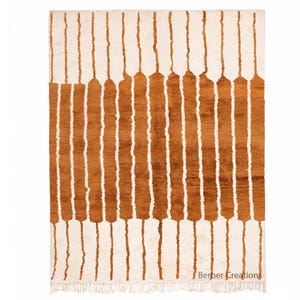 Orange Moroccan rug, Plush area rug, Abstract Handmade Berber Wool  Rug, Orange Beni Mrirt Rug