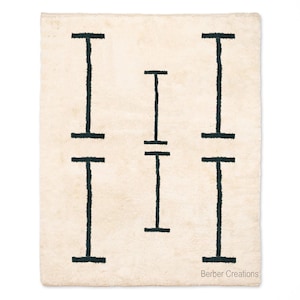 Handwoven Beni Ourain Rug: Authentic Berber Wool, Minimalist Black & White