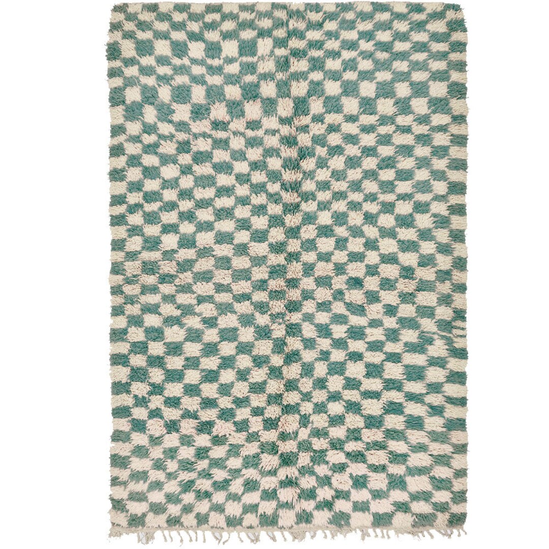 Green Pattern Rug Square Check Green Checkered Moroccan Rug, Berber Checker Rug, Checkerboard Rug ...