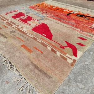 Abstract Moroccan rug 8x10ft,  berber rug, Beni Mrirt rug, Atlas rug, handmade wool rug, ready to ship