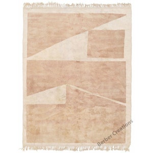 Tapis marocain contemporain, tapis en laine berbère moderne, tapis géométrique, tapis neutre