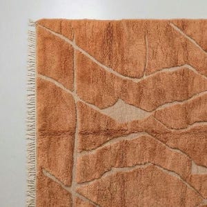 Warm Earth Terracotta Moroccan Rug - Burnt Orange beni ourain Carpet - Handmade 3D Lattice Wool Rug - Custom beni rug image 2