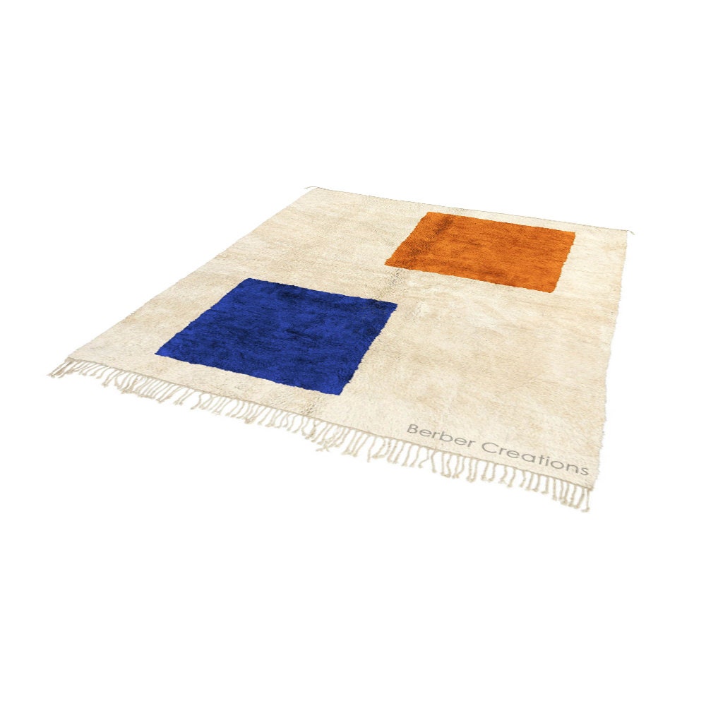 Moroccan Beni Mrirt Rug - Handwoven Wool Area Rug - Orange and