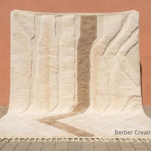 Handmade 3D Textured Moroccan Rug - Custom Cream & Sandstone Wool Rug - Modern Minimalist Area Rug - Sculptural Carved Beni Ourain image 2