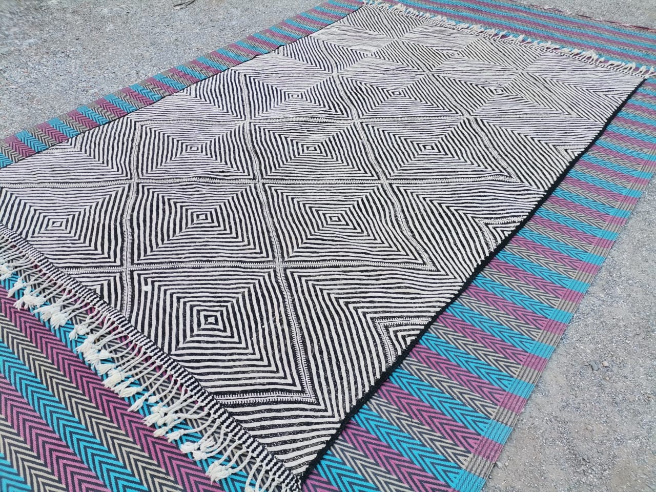 モロッコ ウール キリム ラグ 約59〜62×96cm キリム モロッコ ウール ラグ 6.5 x 9.8 フィート、キリム