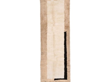 Moroccan rug runner Beige and White, Runner Rug, Beni Mrirt Runner rug- Hallway runner