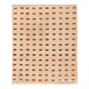 Moroccan Rug Orange and Beige,  Beni Mrirt Rug, Handwoven  Berber Rug, Plush Wool Rug