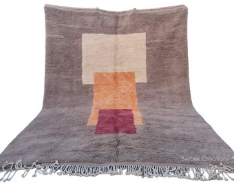 Neutral Moroccan Beni Rug 8.8x11.4 ft - Plush Beni Ourain Wool Rug  - Beni Mrirt Wool Rug, Handwoven Berber Rug, Abstract Berber Rug