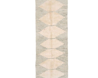 Striped Moroccan Runner rug- Hallway runner - Gray Moroccan rug - Berber carpet  - Handmade rug