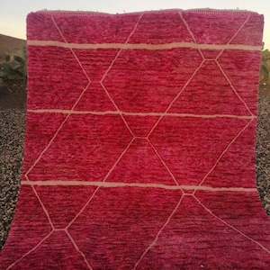 Pink Moroccan rug, Berber carpet, Genuine Wool rug , moroccan rug 8x10, Beni Ourain rug, Handmade rug, pink Beni Mrirt rug, Area rug