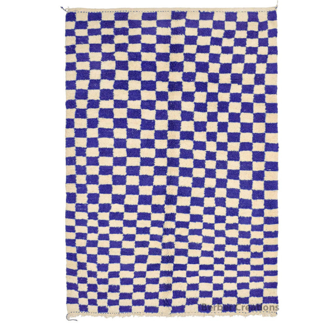 Blue Checked Rug Moroccan Checkered Rug Blue , Checkered Rug, Checkered Area Rug ...