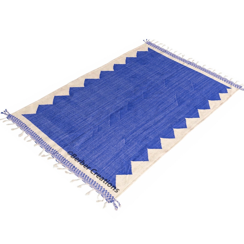 Kilim Blue Moroccan Rug - Flatweave Rug - Kilim Woven Rug - Blue and ...