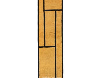 Yellow Moroccan Runner Rug: Handmade Berber Hallway Carpet
