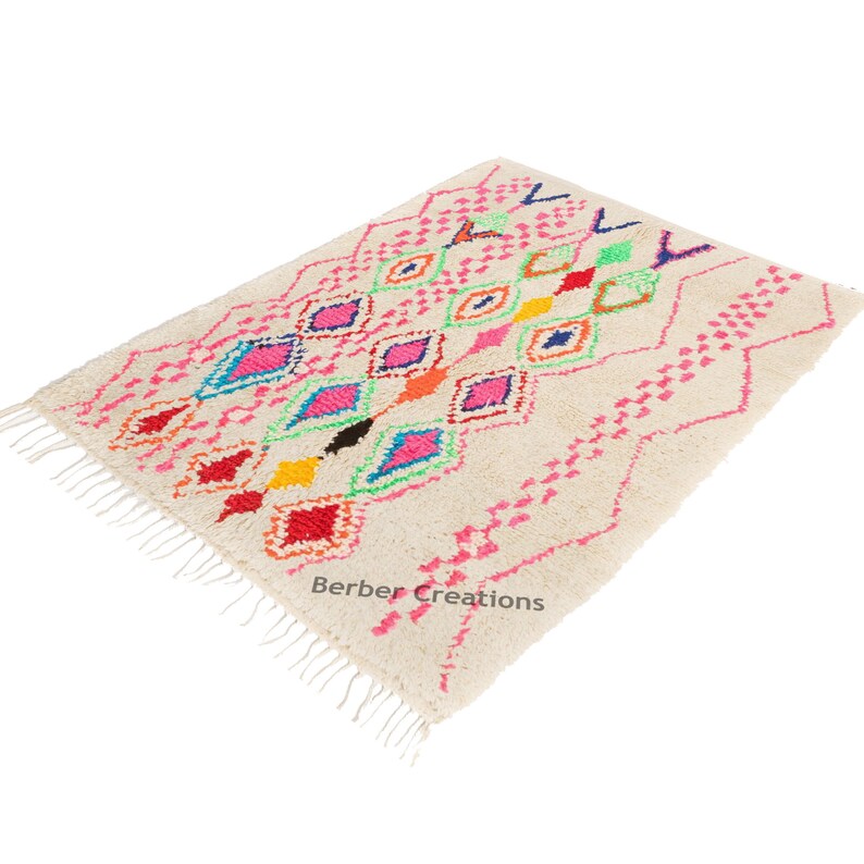 Pink Rup Pattern Moroccan Pink Rug, Boho Chic Pink Azilal Wool Rug, Tribal Diamond ...