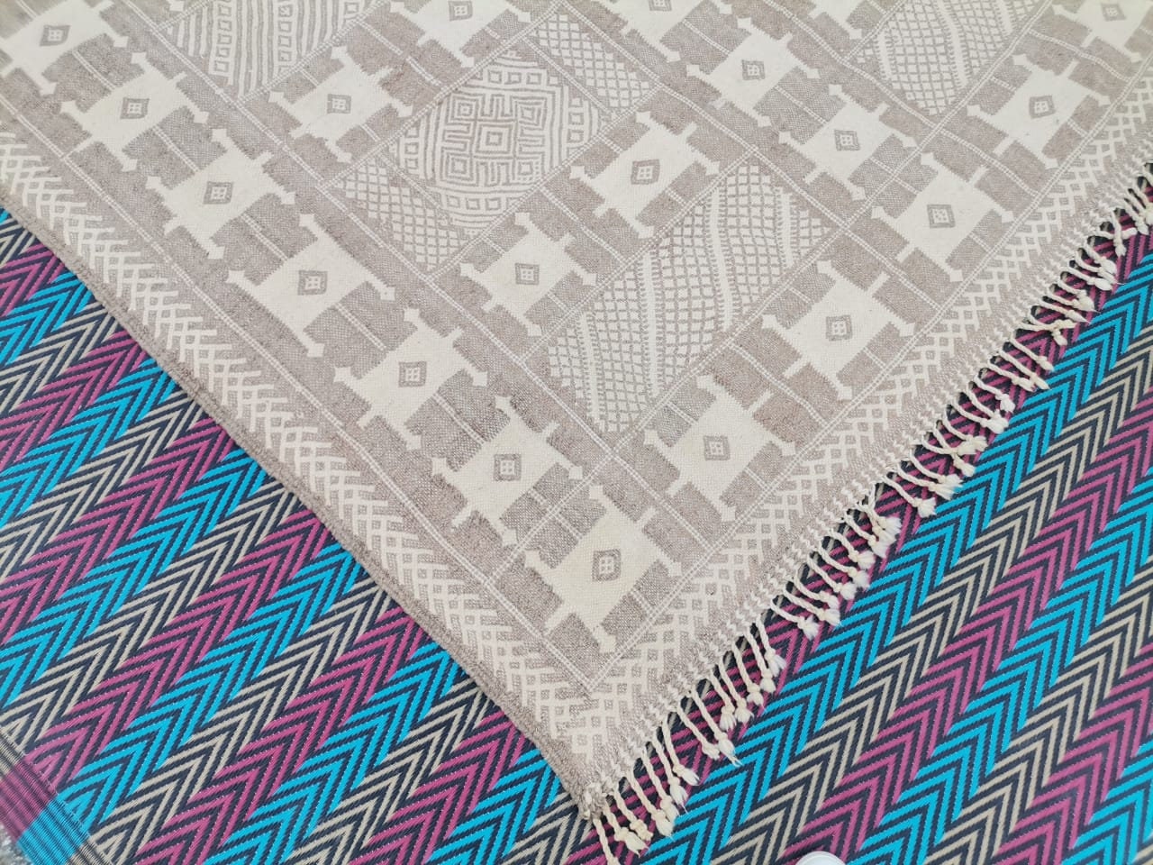 キリム モロッコ ウール ラグ 6.5 x 9.8 フィート、キリム ウール ラグ