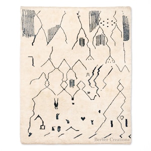 Handmade Beni Ourain Rug: Black and White Berber Wool, Moroccan Decor