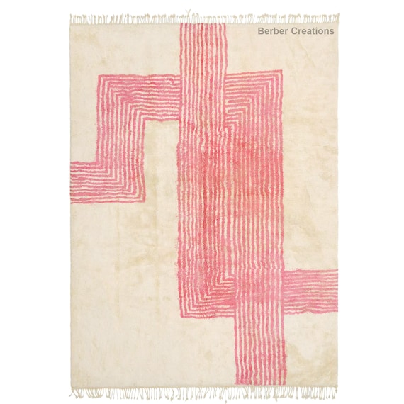 モロッコストライプピンクラグ エクスクルーシブ Geebungalow モロッコラグ ストライプ 幾何学