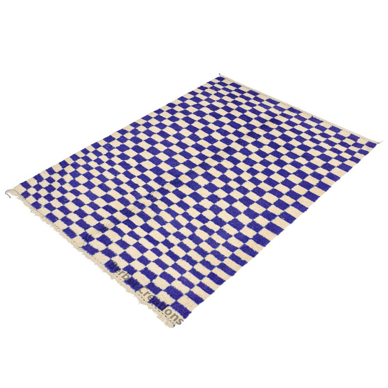 Blue Checked Rug Moroccan Checkered Rug Blue , Checkered Rug, Checkered Area Rug ...