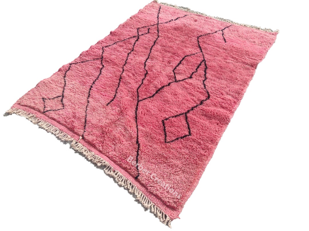 Small Moroccan Pink Rug 4x6 Feet Pink Berber Rug Beni Mrirt Etsy