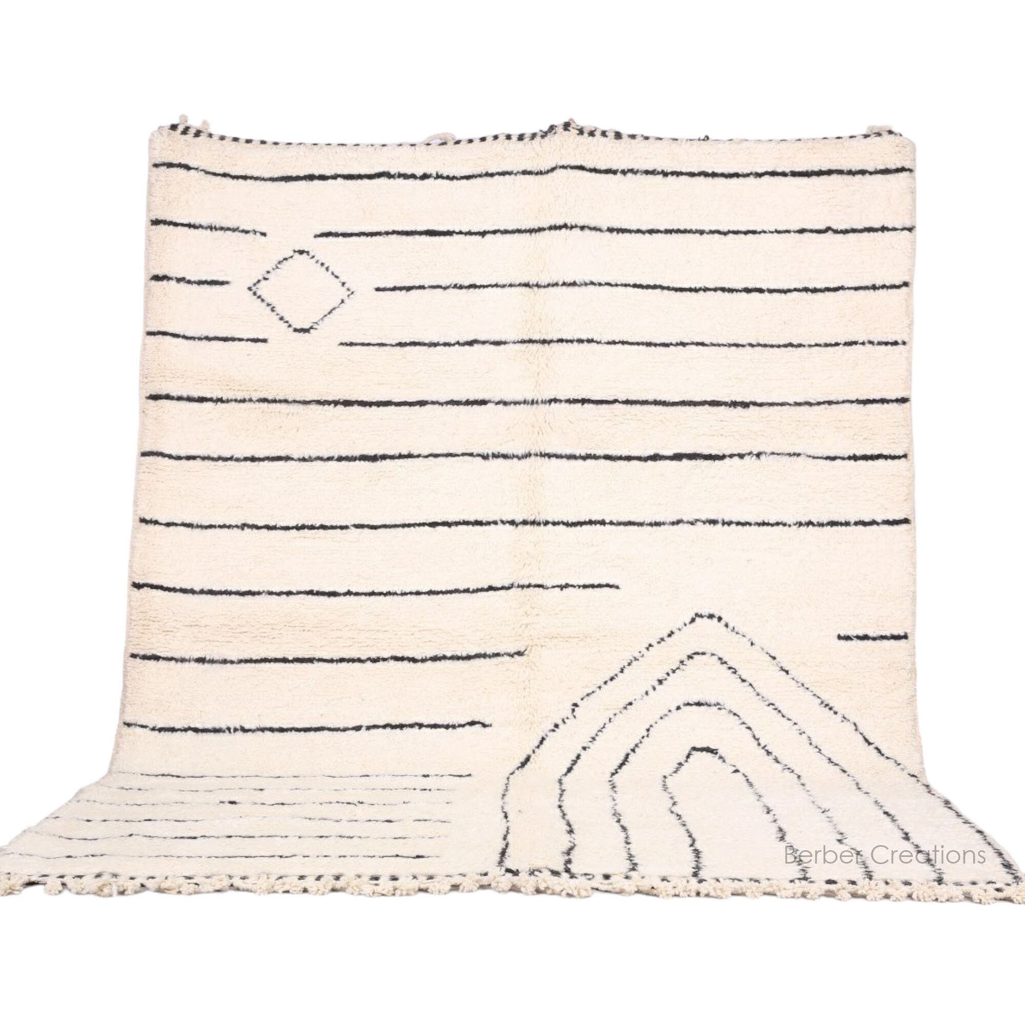 モロッコラグ 6.5x9.8 フィート、本物のハンドメイドベルベルウール