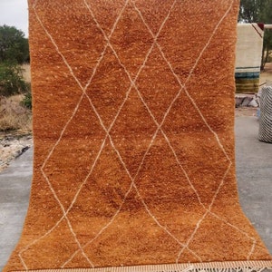 Orange Moroccan Rug, Berber wool rug, Berber rug, handmade Beni Ourain rug, Beni Mrirt rug