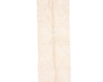 Moroccan rug runner White, Runner Rug, Beni Ourain Runner rug- Hallway runner