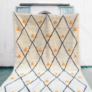 Beni Ourain rug, Yellow Moroccan rug, Berber carpet, Genuine Wool rug, Handmade rug, boho style, Area rug