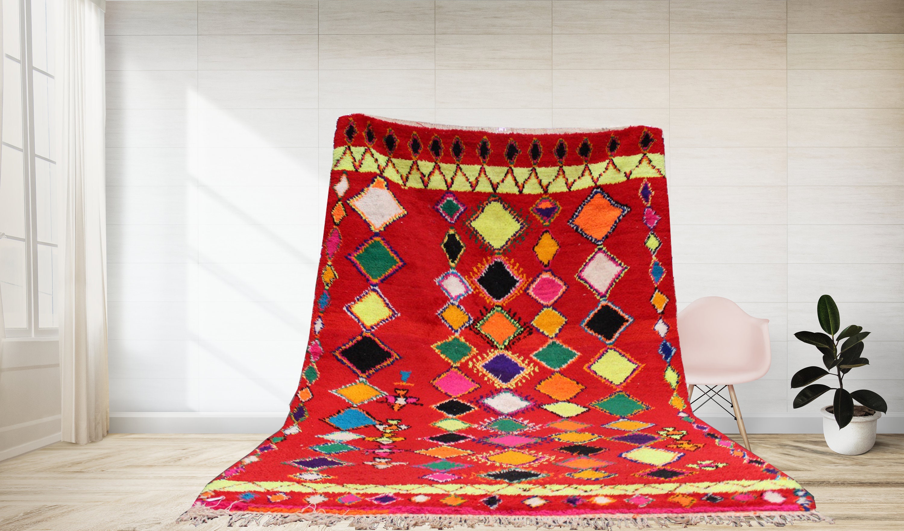 Konserveringsmiddel Gentage sig musikkens Red Moroccan Rugs Handmade Beni Ourain Style Berber Area - Etsy