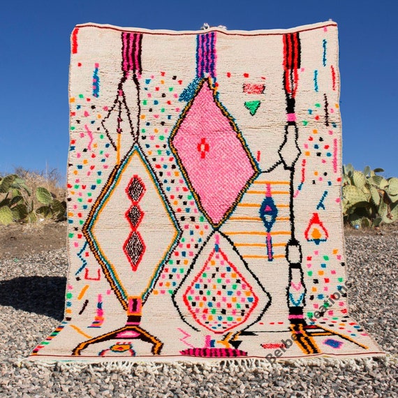Rosa Berber Teppich, Boho Marokkanischer Wollteppich, Boho Dekor