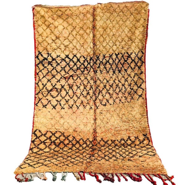 Authentischer Vintage Berber Teppich mit Rautenmuster, Vintage Wollteppich, Beni Ourain Teppich 120 x 21 cm 