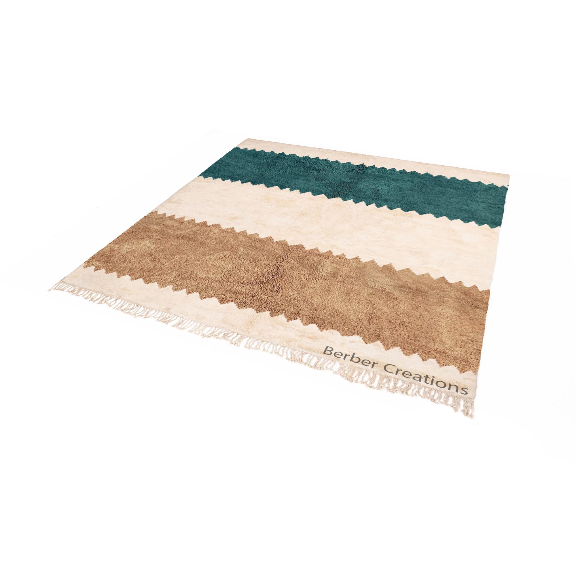 手織りモロッコ ベニ・ウラインラグ、抽象的なプラッシュウール