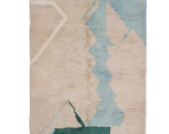 Moroccan wool rug , Beni Ourain rug, Genuine Wool rug , Moroccan rug 8x10, Handmade rug, boho style, Area rug
