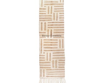 Moroccan rug runner Beige and White, Striped Runner Rug, Beni Mrirt Runner rug- Hallway runner