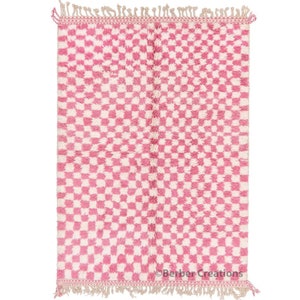 Moroccan Checkered rug pink , checkered area rug, Morrocan area rugs , Pink checkerboard rug