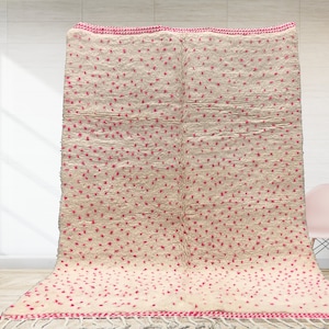 Pink dots Moroccan rug , Berber carpet , Genuine Wool rug , 8x10 rug,custom size,Handmade rug, boho style, Area rug, Tapis berbere, Teppich